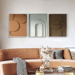 Modern Multi-Color Geometric Wall Art Set with Aluminum Frame