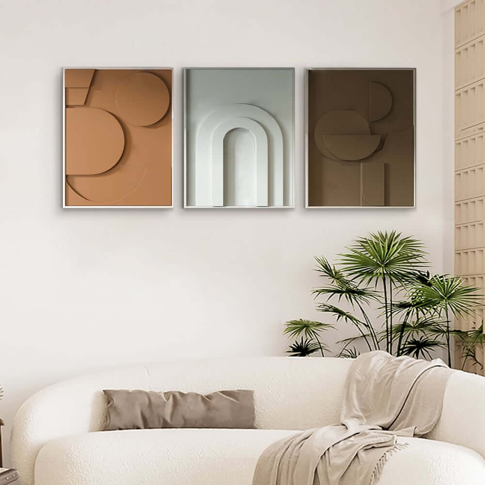 Modern Multi-Color Geometric Wall Art Set with Aluminum Frame