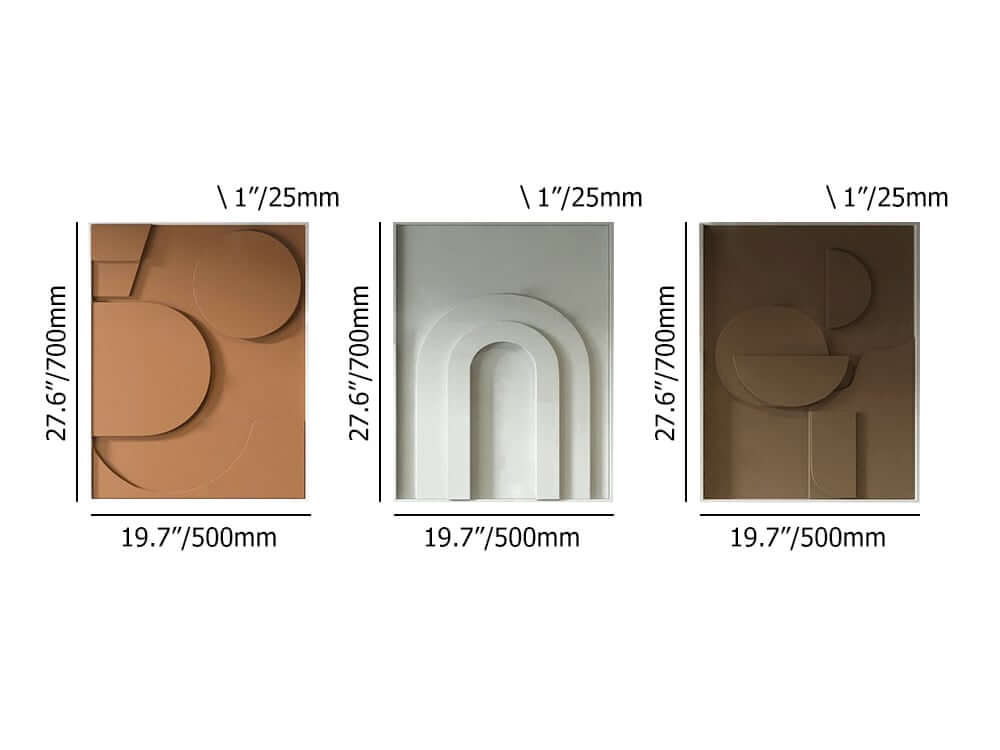 Modern Multi-Color Geometric Wall Art Set with Aluminum Frame Dimensions