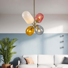 Modern Multi-Color Glass Globe Chandelier with Gold Finish Main Product Image