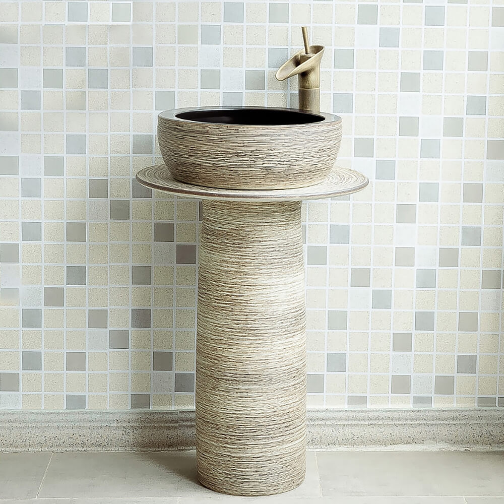 Modern Multi-Color Kaolin Clay Freestanding Pedestal Sink