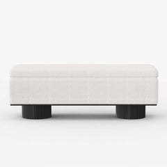 Modern Natural Boucle Storage Bench for Entryway or Living Room