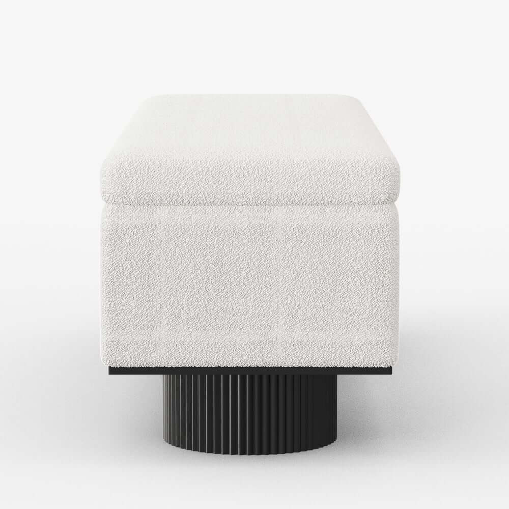 Modern Natural Boucle Storage Bench for Entryway or Living Room