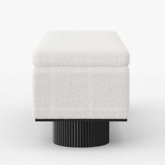 Modern Natural Boucle Storage Bench for Entryway or Living Room