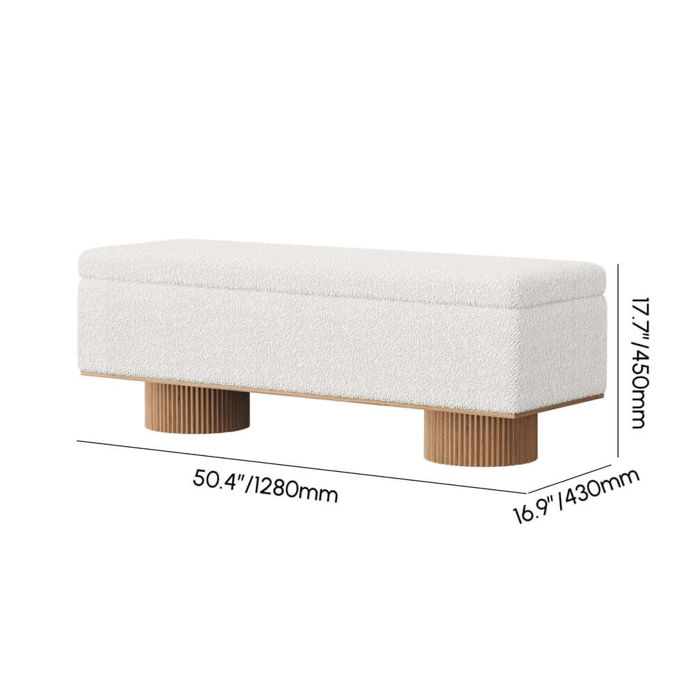 Modern Natural Boucle Storage Bench for Entryway or Living Room Dimensions