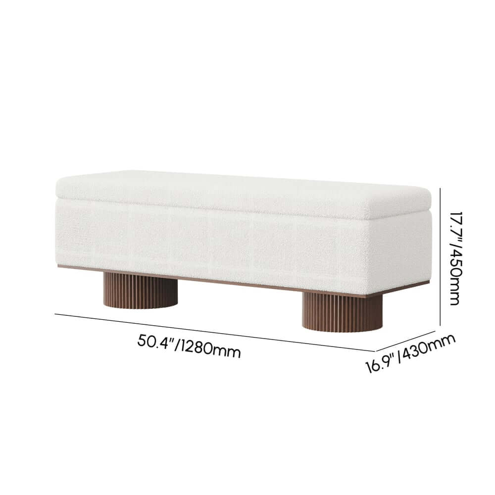 Modern Natural Boucle Storage Bench for Entryway or Living Room Dimensions