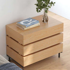 Modern Natural Wood Nightstand With Soft-Close Drawers