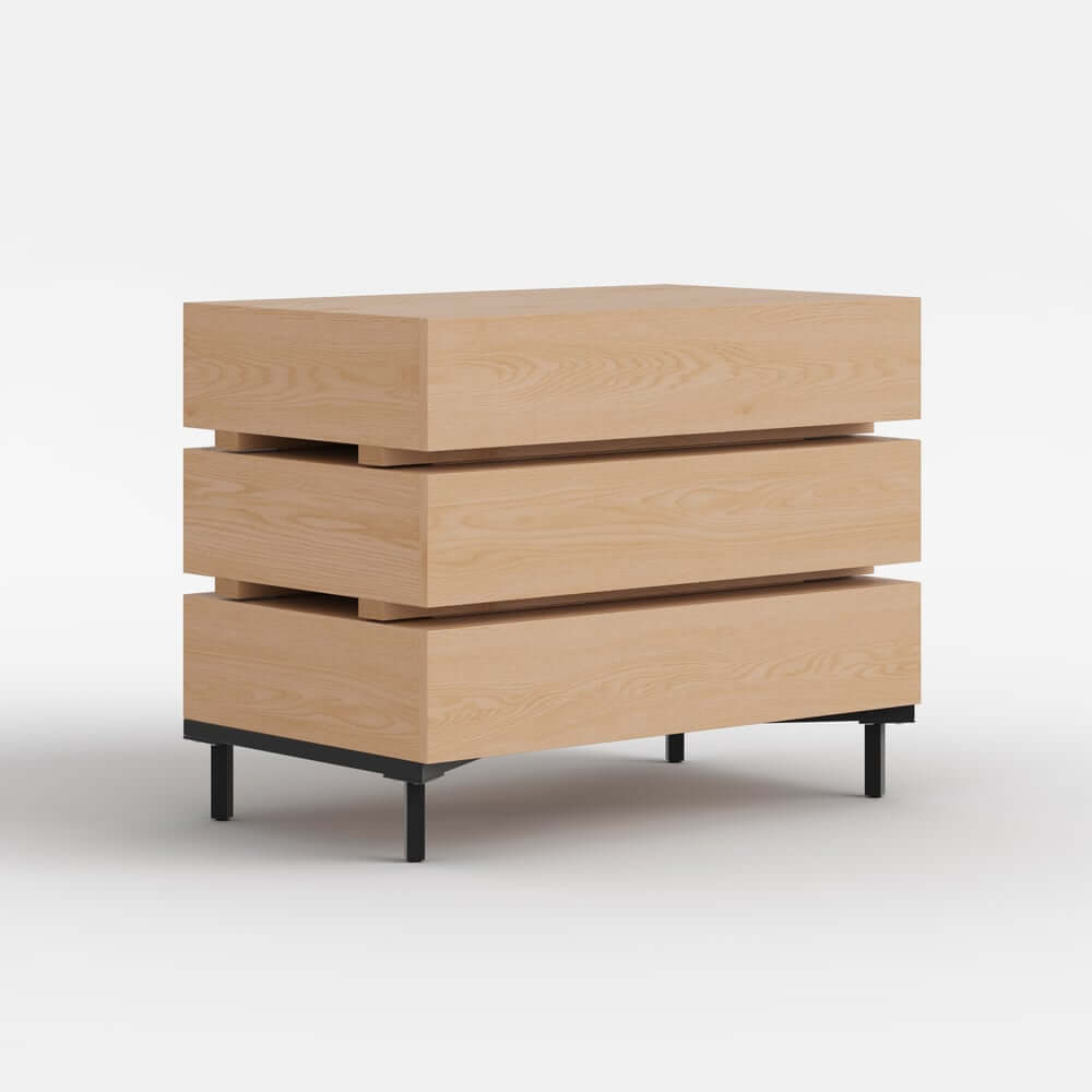 Modern Natural Wood Nightstand With Soft-Close Drawers