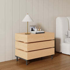 Modern Natural Wood Nightstand With Soft-Close Drawers