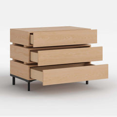 Modern Natural Wood Nightstand With Soft-Close Drawers