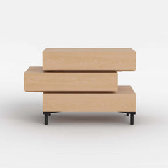 Modern Natural Wood Nightstand With Soft-Close Drawers