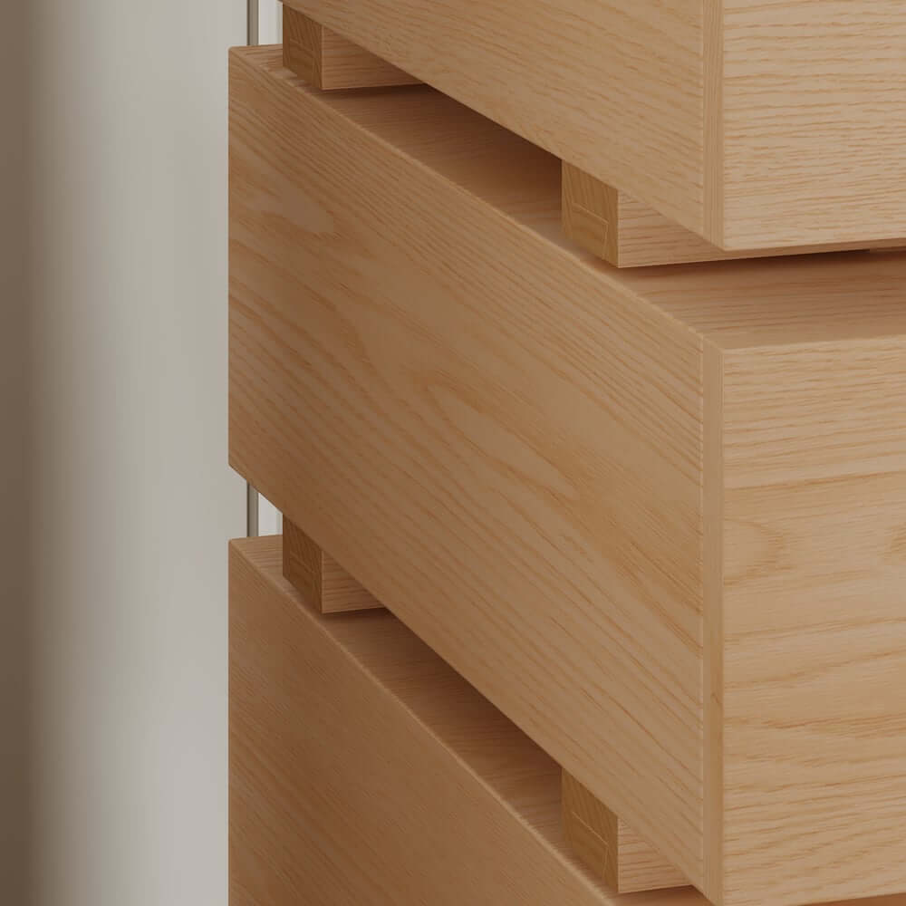 Modern Natural Wood Nightstand With Soft-Close Drawers
