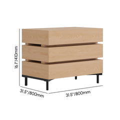Modern Natural Wood Nightstand With Soft-Close Drawers Dimensions