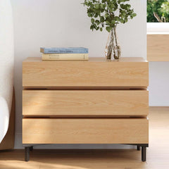 Modern Natural Wood Nightstand With Soft-Close Drawers Main Product Image