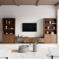 Modern Nesting Coffee Table Set, Concrete Glass Drum Design
