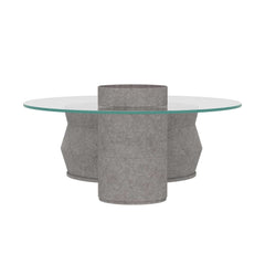 Modern Nesting Coffee Table Set, Concrete Glass Drum Design