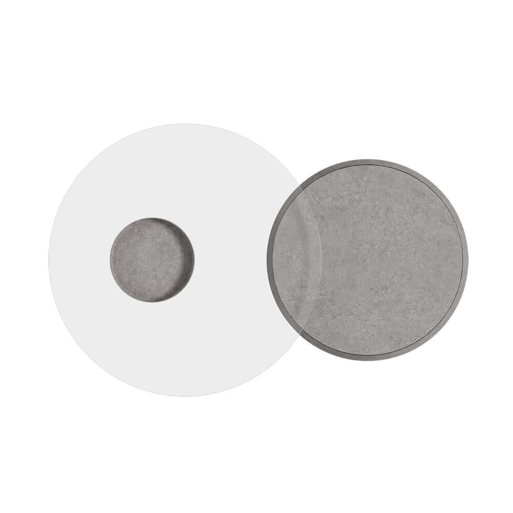 Modern Nesting Coffee Table Set, Concrete Glass Drum Design