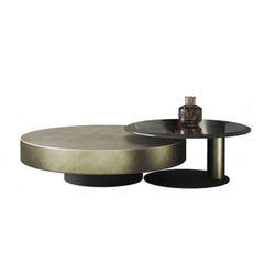 Modern Nesting Coffee Table Set – Tempered Glass & Metal in Gold and Black