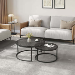 Modern Nesting Coffee Table Set With Water-Ripple Glass