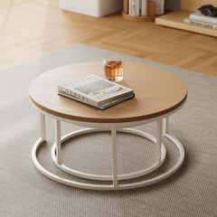 Modern Nesting Coffee Table Set With Water-Ripple Glass