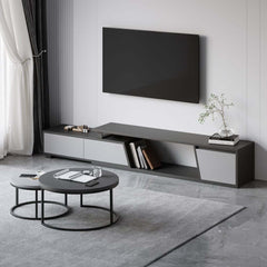 Modern Nesting Coffee Table Set With Water-Ripple Glass