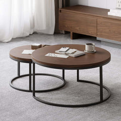 Modern Nesting Coffee Table Set With Water-Ripple Glass