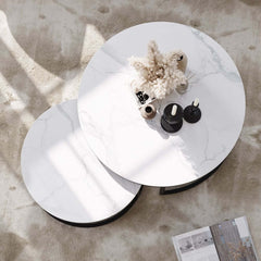 Modern Nesting Coffee Table Set With Water-Ripple Glass