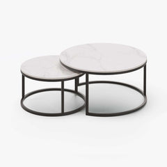 Modern Nesting Coffee Table Set With Water-Ripple Glass