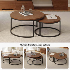 Modern Nesting Coffee Table Set With Water-Ripple Glass