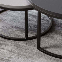 Modern Nesting Coffee Table Set With Water-Ripple Glass