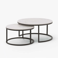 Modern Nesting Coffee Table Set With Water-Ripple Glass