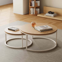 Modern Nesting Coffee Table Set With Water-Ripple Glass