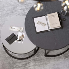 Modern Nesting Coffee Table Set With Water-Ripple Glass