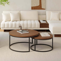 Modern Nesting Coffee Table Set With Water-Ripple Glass
