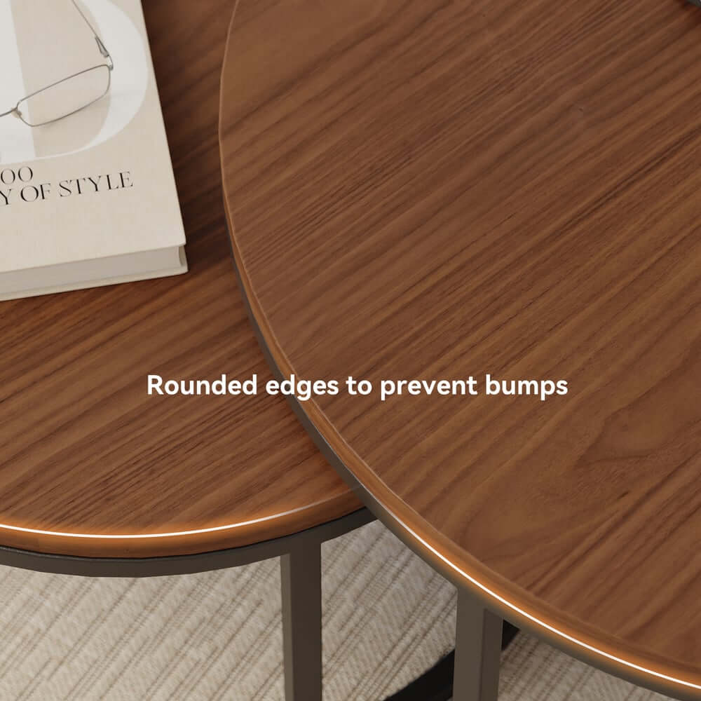 Modern Nesting Coffee Table Set With Water-Ripple Glass