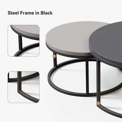 Modern Nesting Coffee Table Set With Water-Ripple Glass