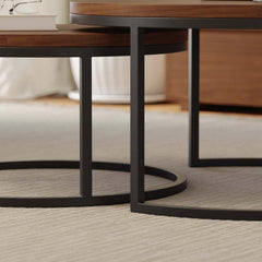 Modern Nesting Coffee Table Set With Water-Ripple Glass