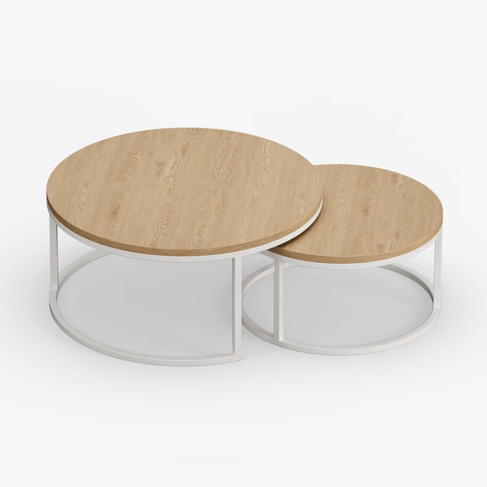 Modern Nesting Coffee Table Set With Water-Ripple Glass