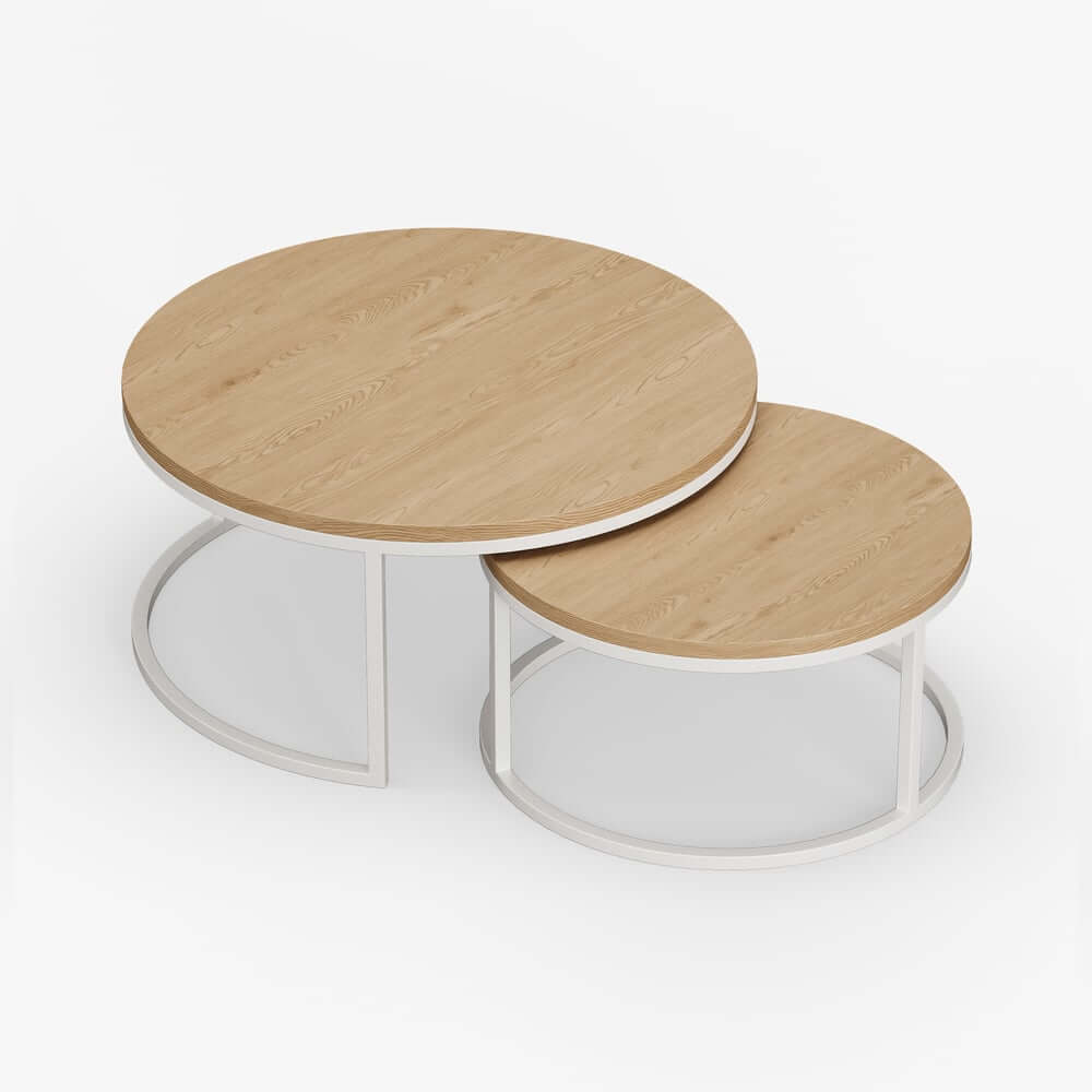Modern Nesting Coffee Table Set With Water-Ripple Glass