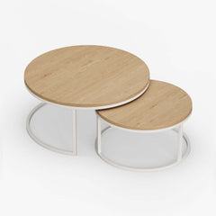 Modern Nesting Coffee Table Set With Water-Ripple Glass