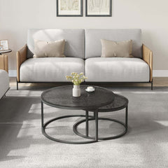 Modern Nesting Coffee Table Set With Water-Ripple Glass