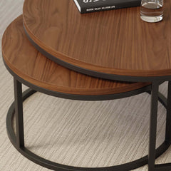 Modern Nesting Coffee Table Set With Water-Ripple Glass