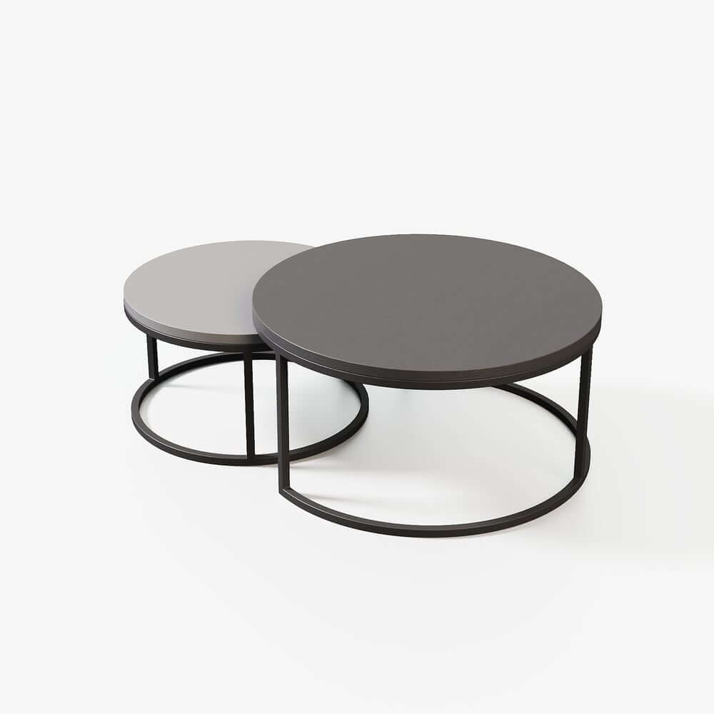 Modern Nesting Coffee Table Set With Water-Ripple Glass