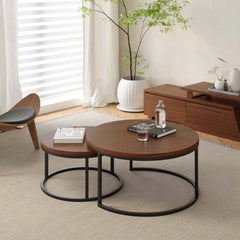 Modern Nesting Coffee Table Set With Water-Ripple Glass
