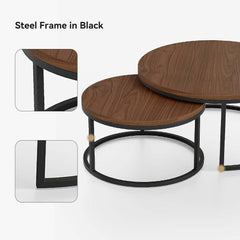 Modern Nesting Coffee Table Set With Water-Ripple Glass