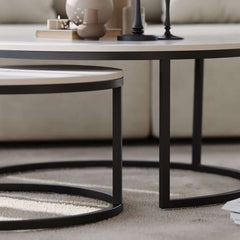 Modern Nesting Coffee Table Set With Water-Ripple Glass