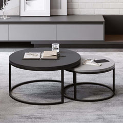 Modern Nesting Coffee Table Set With Water-Ripple Glass