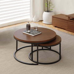 Modern Nesting Coffee Table Set With Water-Ripple Glass