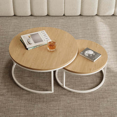 Modern Nesting Coffee Table Set With Water-Ripple Glass
