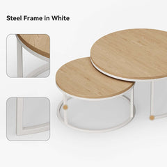 Modern Nesting Coffee Table Set With Water-Ripple Glass